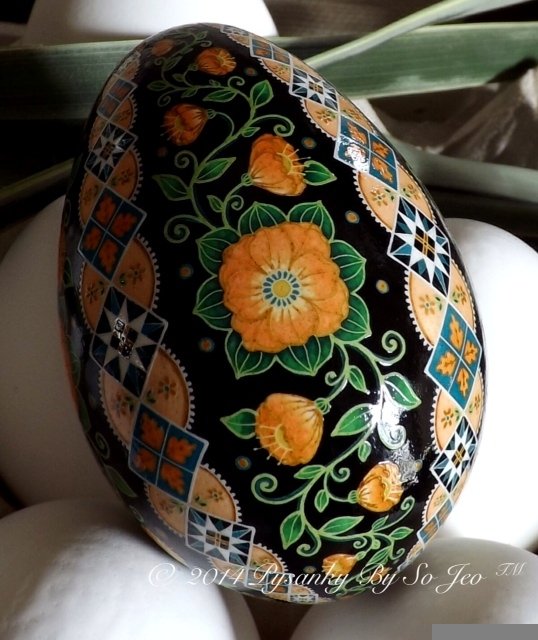 Peach Floral Ukrainian Easter Egg Pysanky By So Jeo